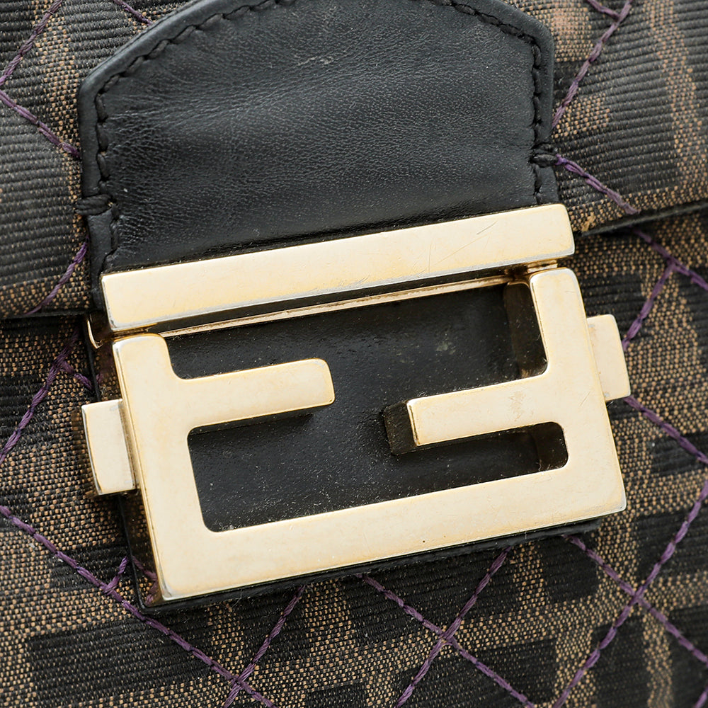 Fendi Bicolor Zucca Baguette Flap Maxi Bag-Fendi-THE CLOSET