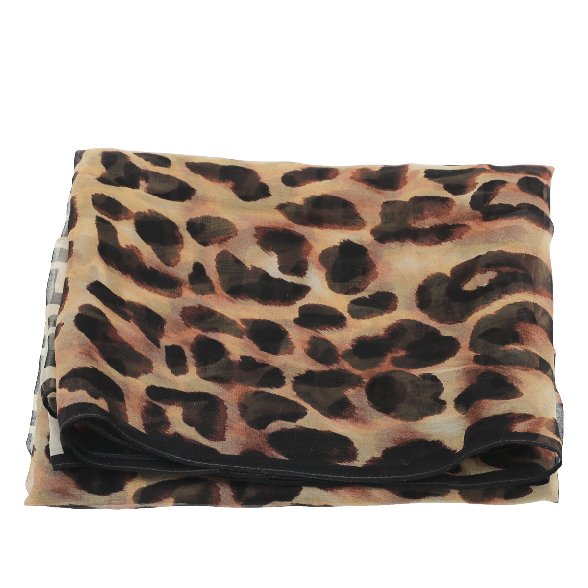 Fendi Brown Zucca Leopard Silk Scarf