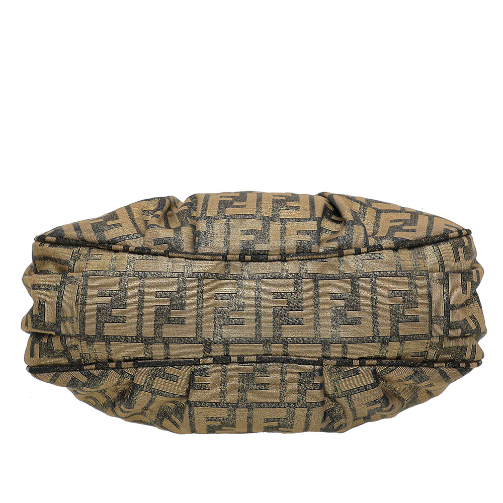 Fendi Tobacco Gold Zucca Metallic Tote Small Bag-Fendi-THE CLOSET