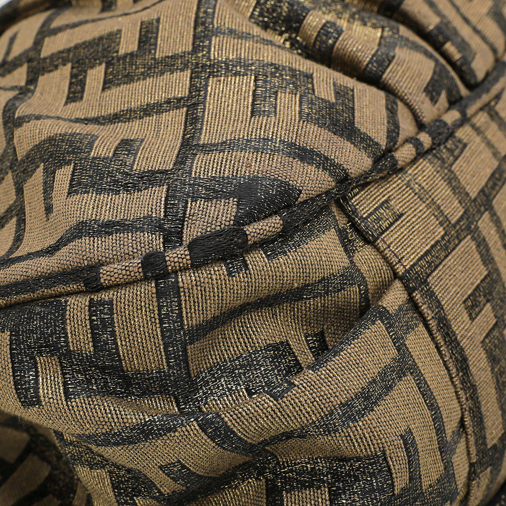 Fendi Tobacco Gold Zucca Metallic Tote Small Bag-Fendi-THE CLOSET