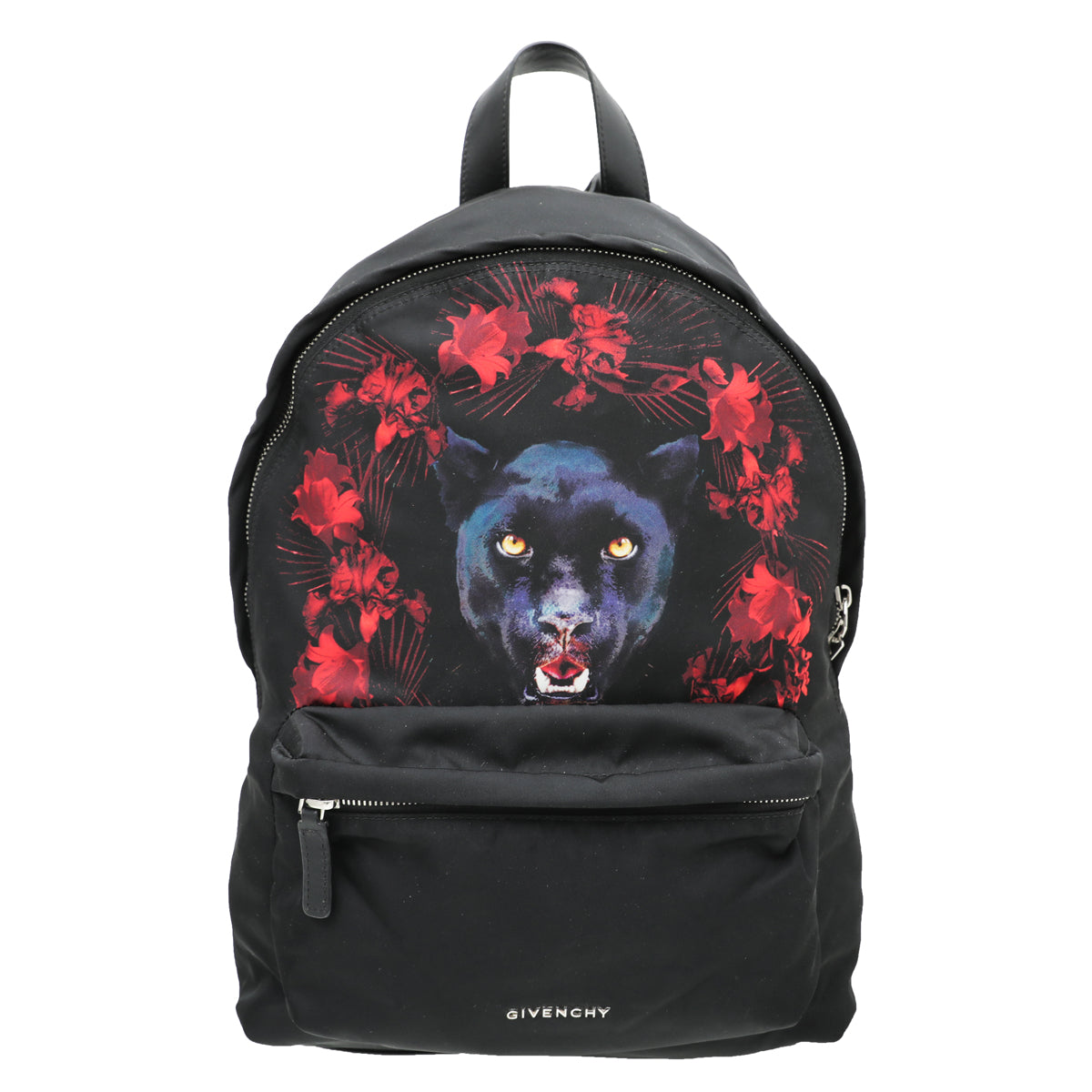 Givenchy Black Multicolor Jaguar Floral Print Backpack Bag