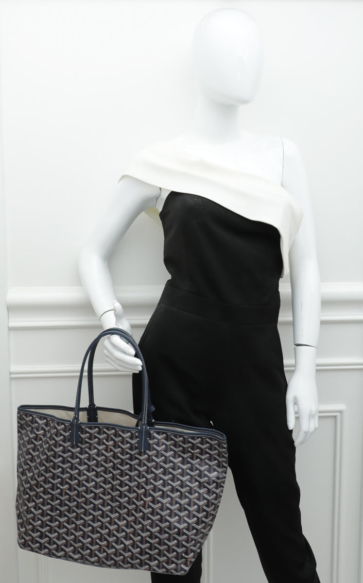 Goyard Navy Blue Goyardine Saint Louis PM Bag-Goyard-THE CLOSET