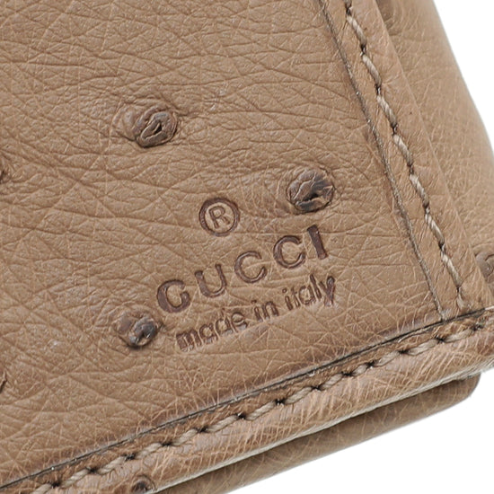 Gucci Brown 1973 Ostrich French Wallet