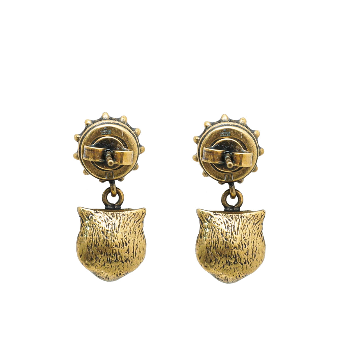Gucci Gold Angry Cat Crystal Drop Earrings
