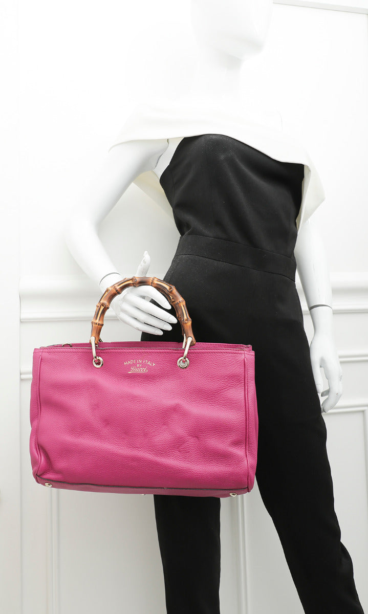 Gucci Fuchsia Bamboo Shopper Tote Bag-Gucci-THE CLOSET