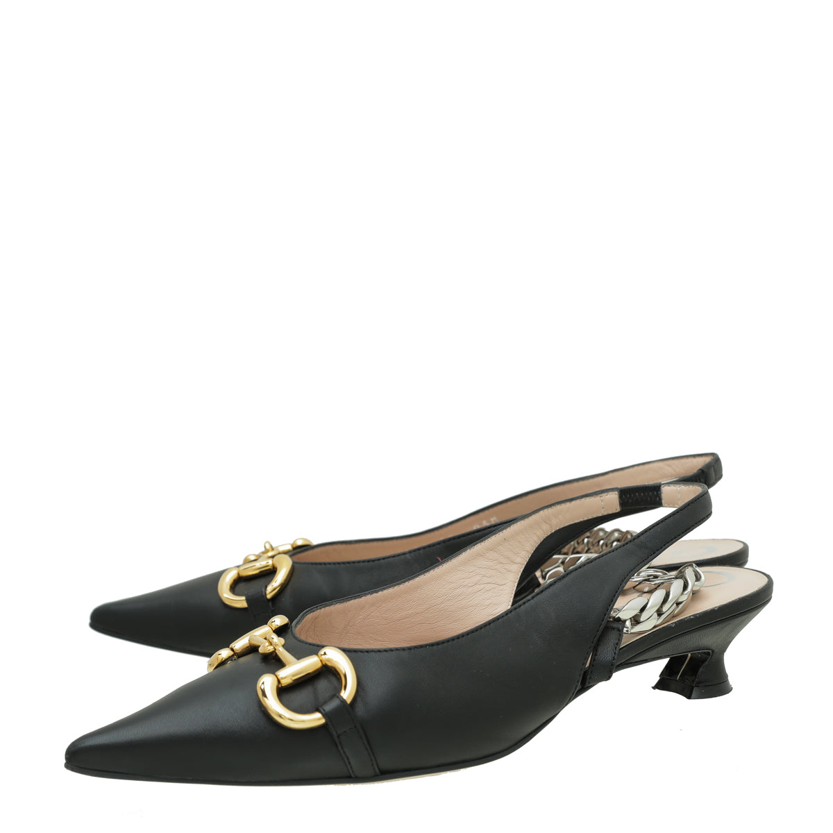 Gucci Black Horsebit & Chain Slingback 39-Gucci-THE CLOSET