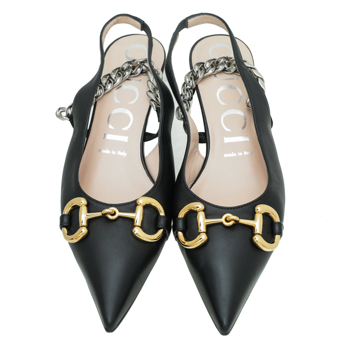 Gucci Black Horsebit & Chain Slingback 39-Gucci-THE CLOSET