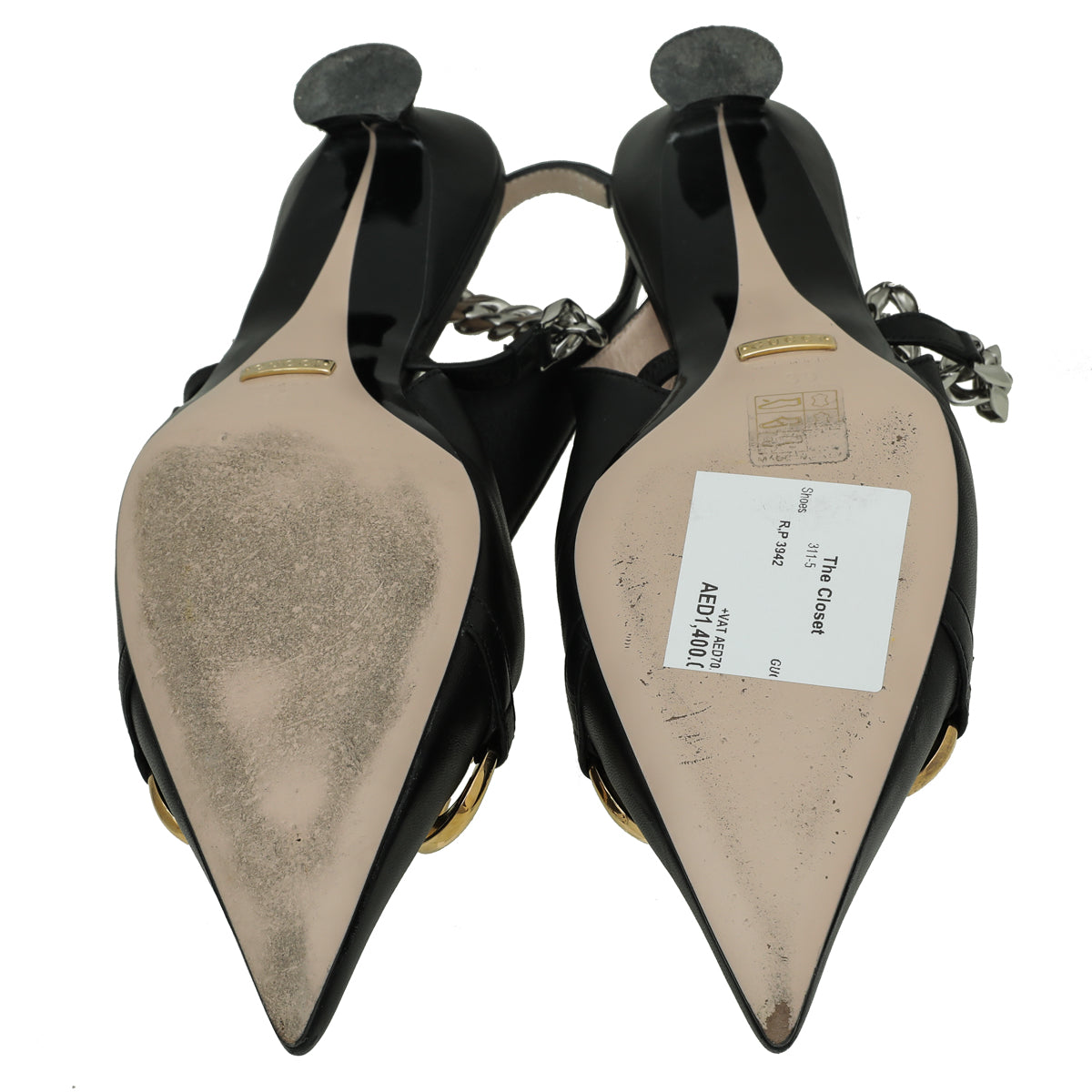 Gucci Black Horsebit & Chain Slingback 39-Gucci-THE CLOSET