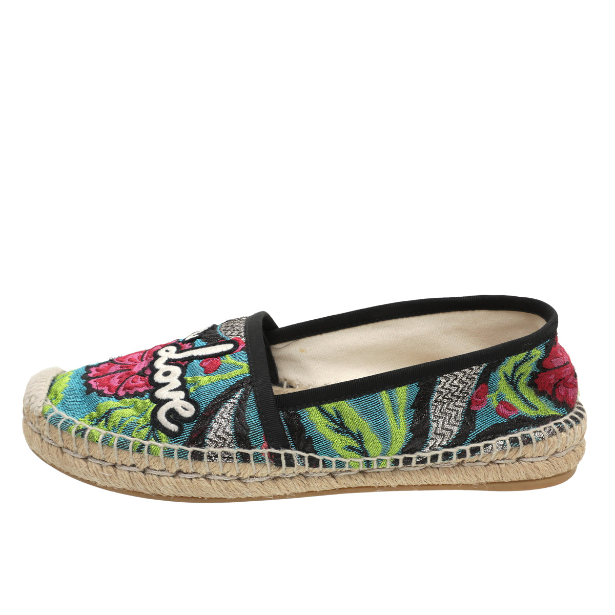Gucci Blue Multicolor Blind For Love Brocade Espadrille 36-Gucci-THE CLOSET