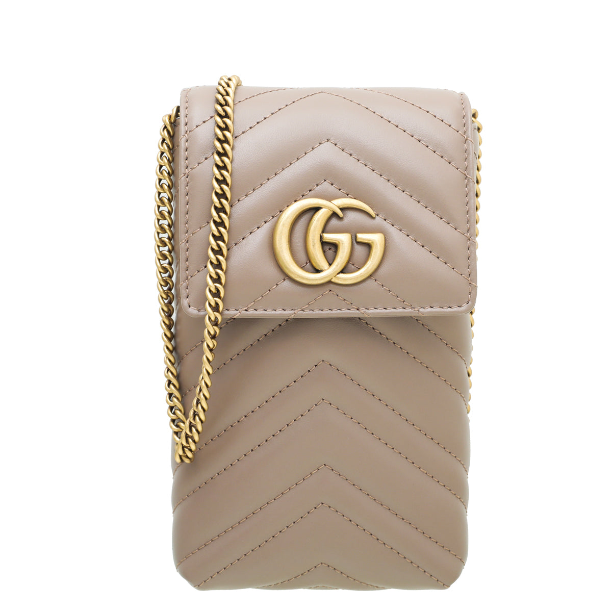 Gucci Dusty Pink GG Marmont Mini Chain Phone Pouch bag