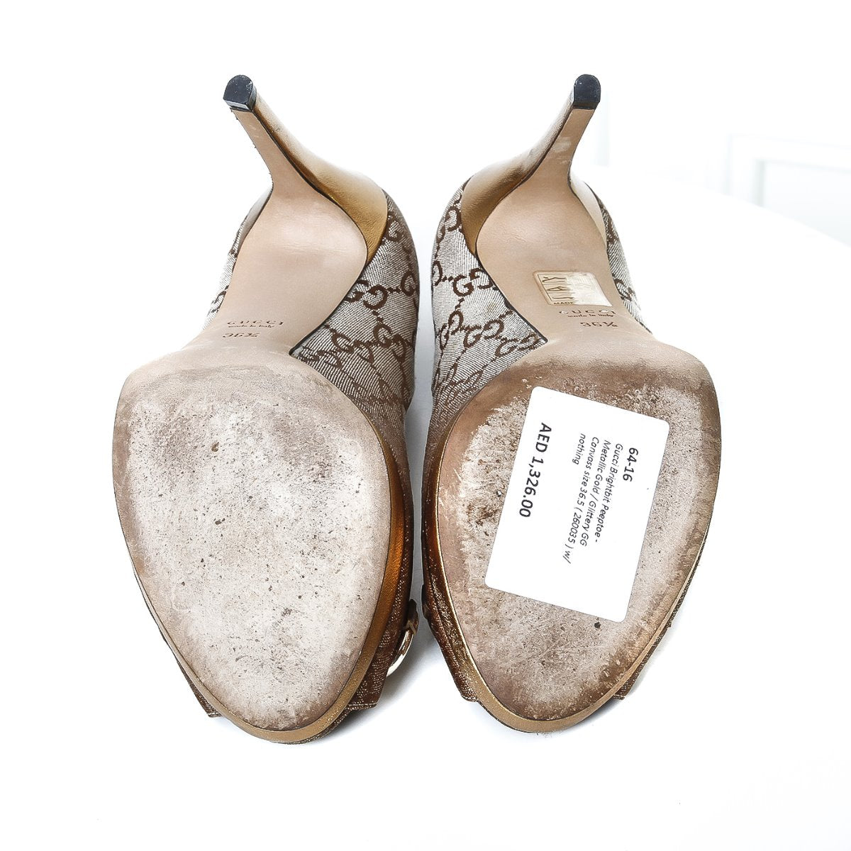 Gucci Metallic Brownish Gold Horse bit Peep toe 36 1-2-Gucci-THE CLOSET