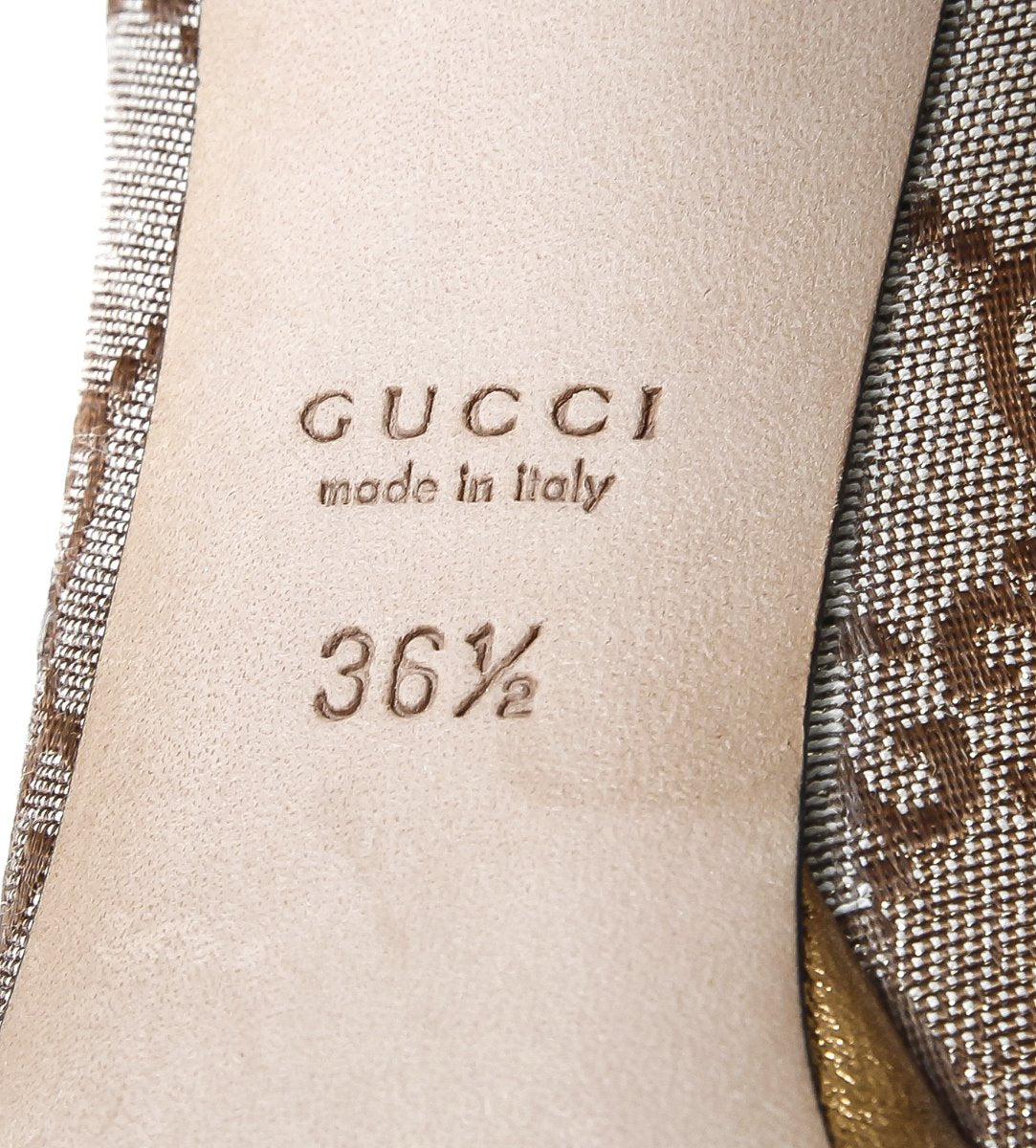Gucci Metallic Brownish Gold Horse bit Peep toe 36 1-2-Gucci-THE CLOSET