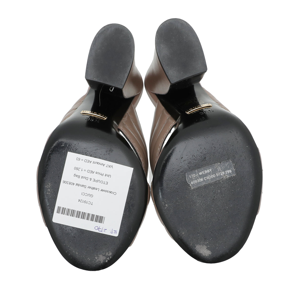 Gucci Etoupe Crossover Sandal 35.5-Gucci-THE CLOSET