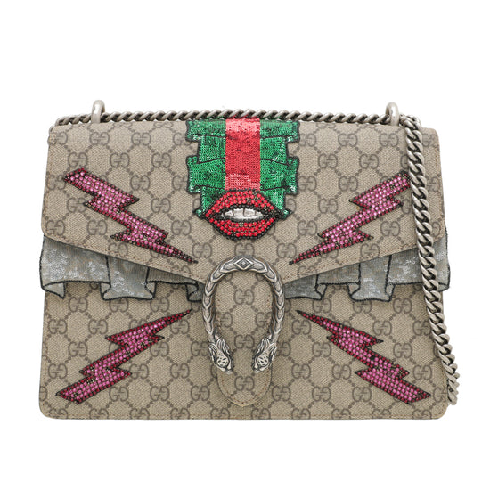 Gucci Ebony Dionysus Sequins Lips Lightning Bag