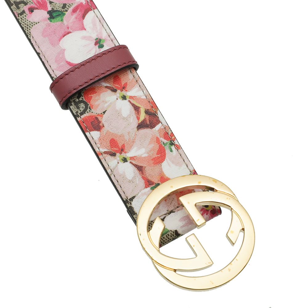 Gucci Bicolor Double G Blooms Print Belt 34-Gucci-THE CLOSET