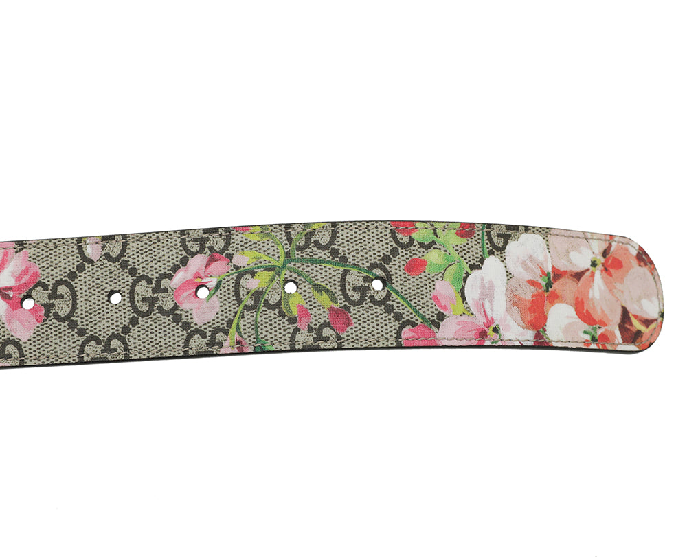 Gucci Bicolor Double G Blooms Print Belt 34