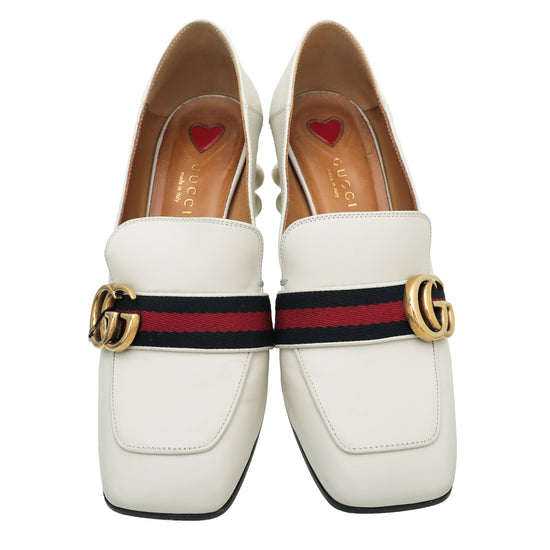 Gucci Tricoloe Double G Mid Heel Loafers 36