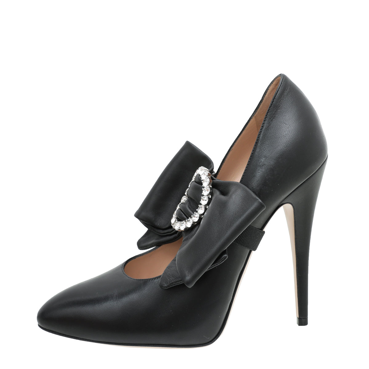 Gucci Black Elaisa Removable Bow Pumps 37.5-Gucci-THE CLOSET