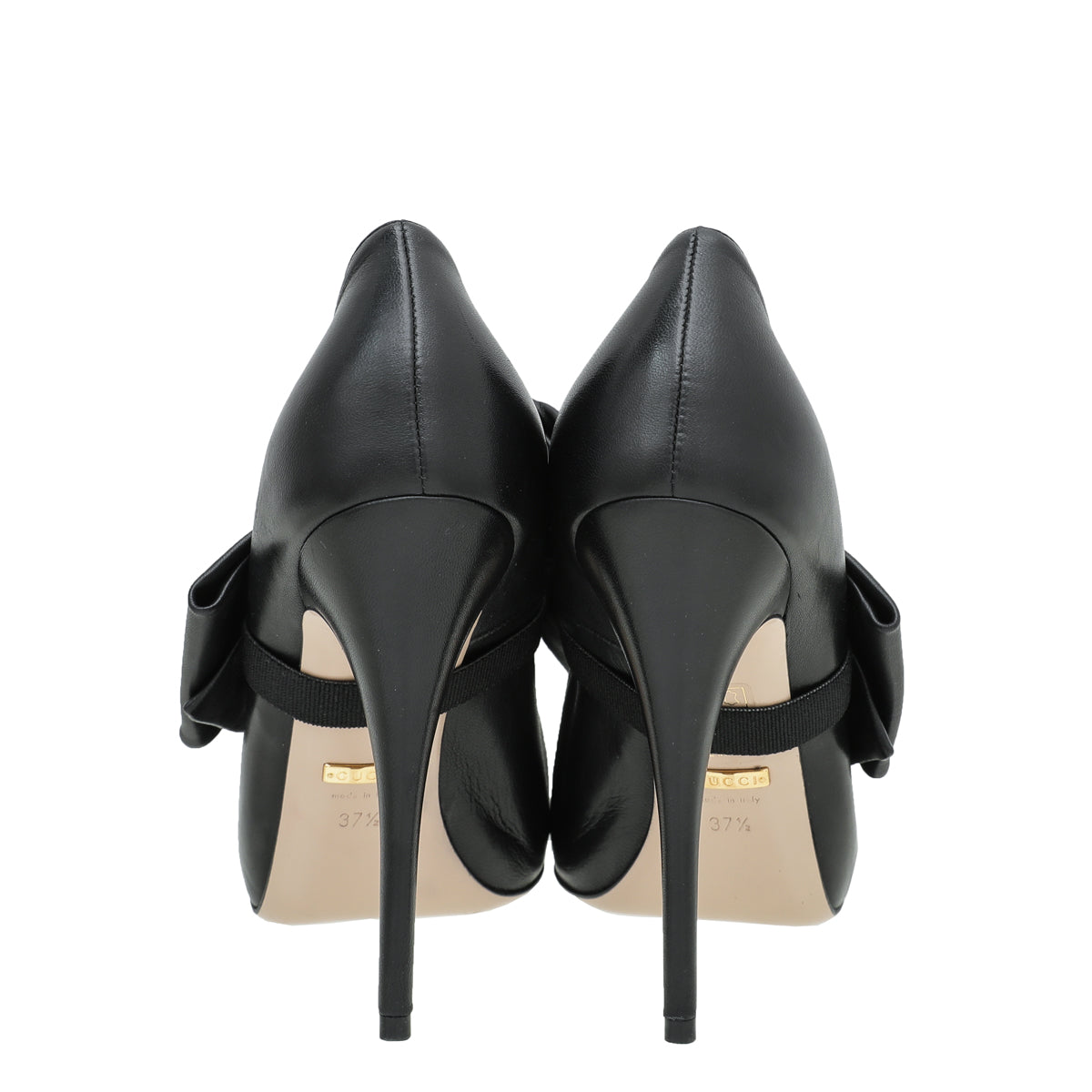 Gucci Black Elaisa Removable Bow Pumps 37.5-Gucci-THE CLOSET
