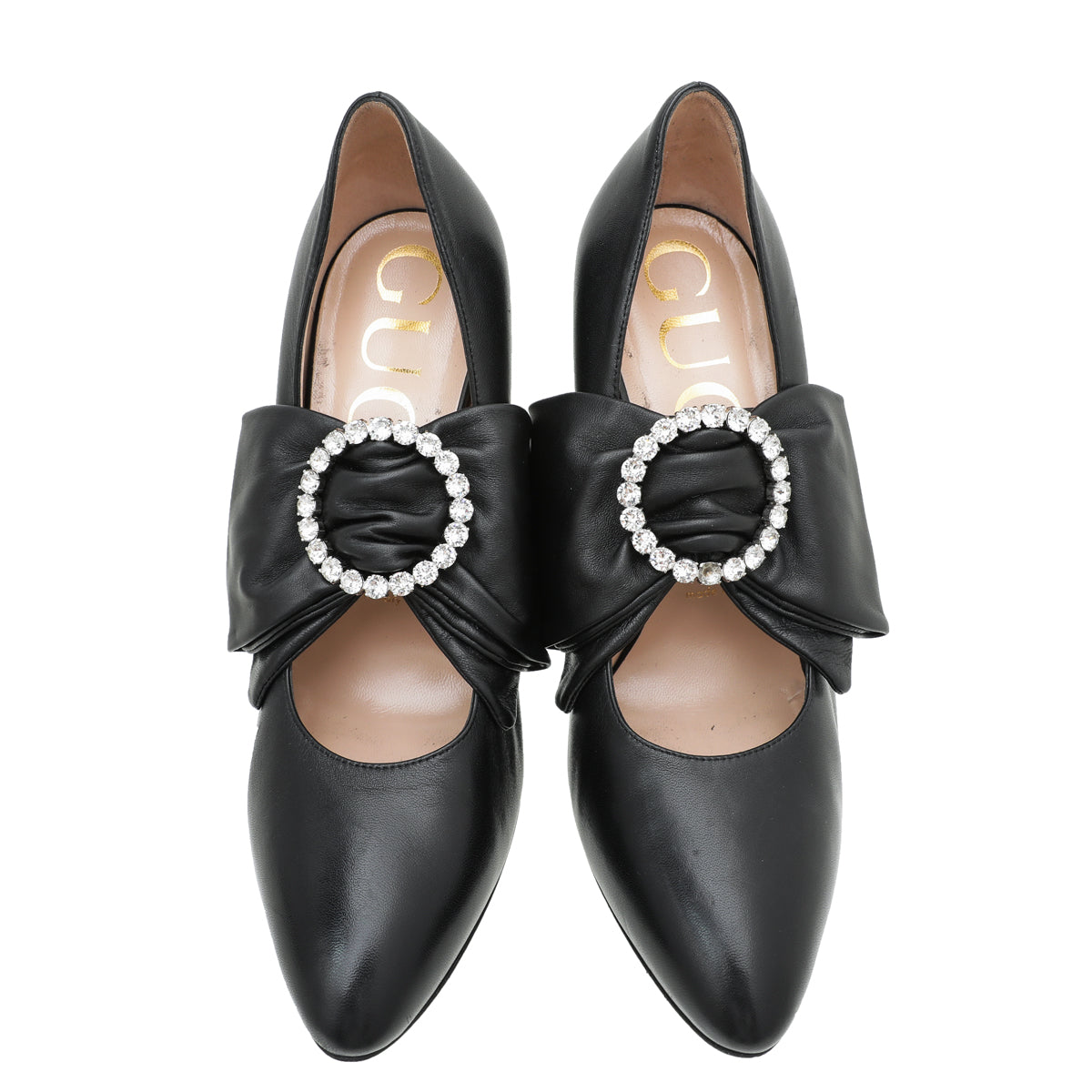 Gucci Black Elaisa Removable Bow Pumps 37.5 – THE CLOSET