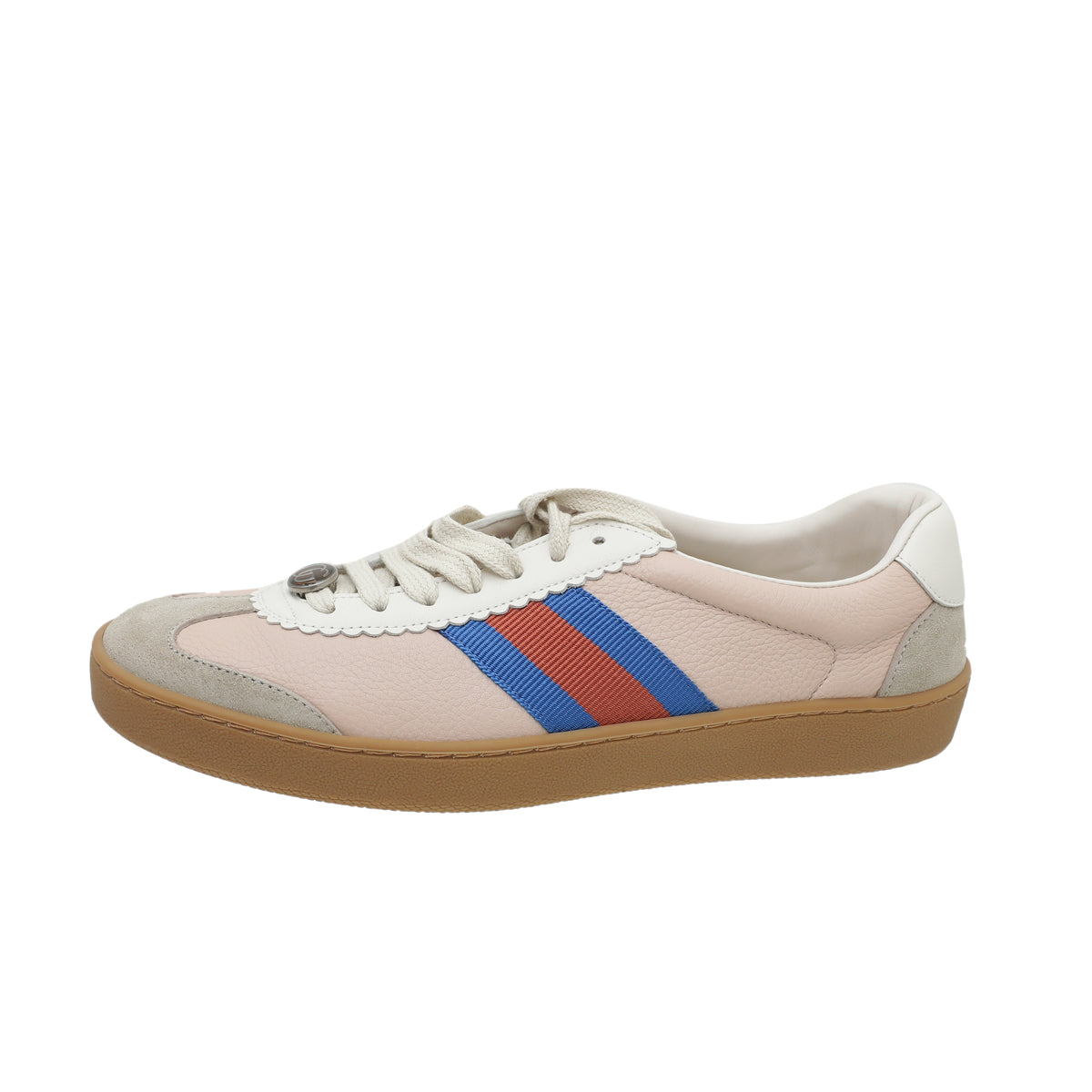 Gucci Oatmeal Soft Rose G74 Web Women Sneakers 37-Gucci-THE CLOSET