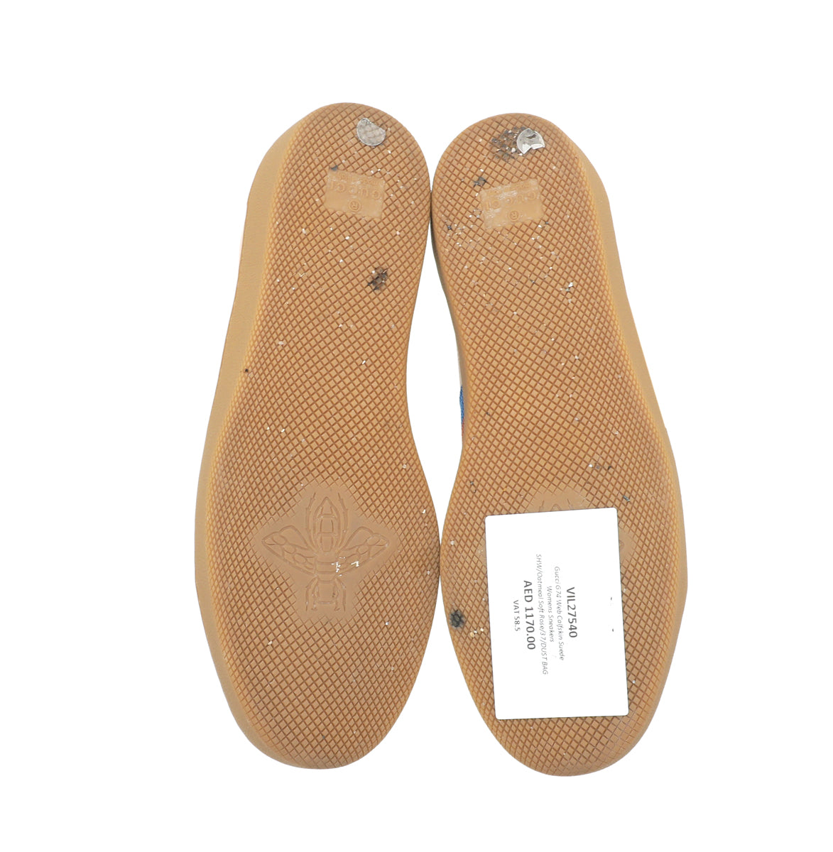 Gucci Oatmeal Soft Rose G74 Web Women Sneakers 37-Gucci-THE CLOSET