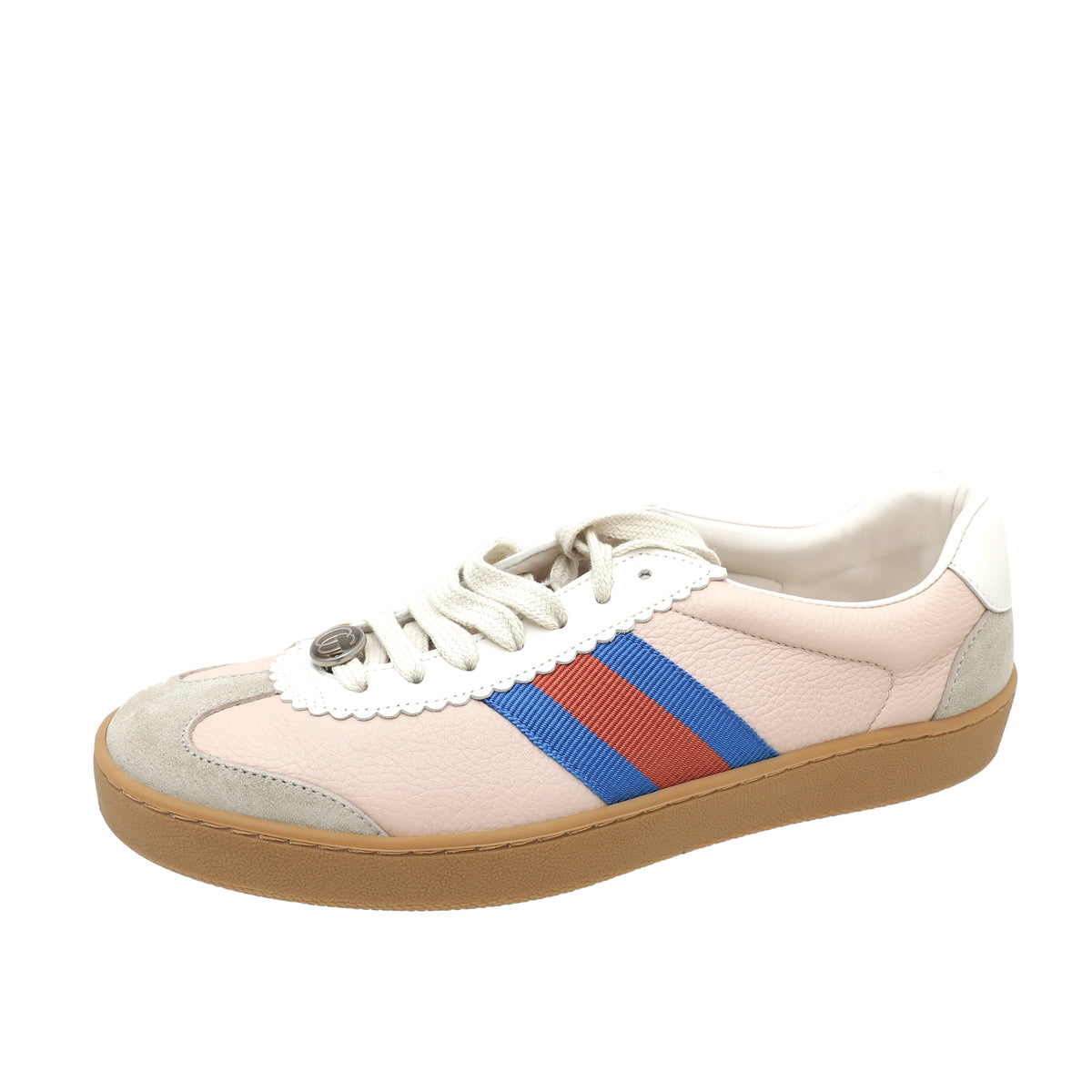 Gucci Oatmeal Soft Rose G74 Web Women Sneakers 37-Gucci-THE CLOSET