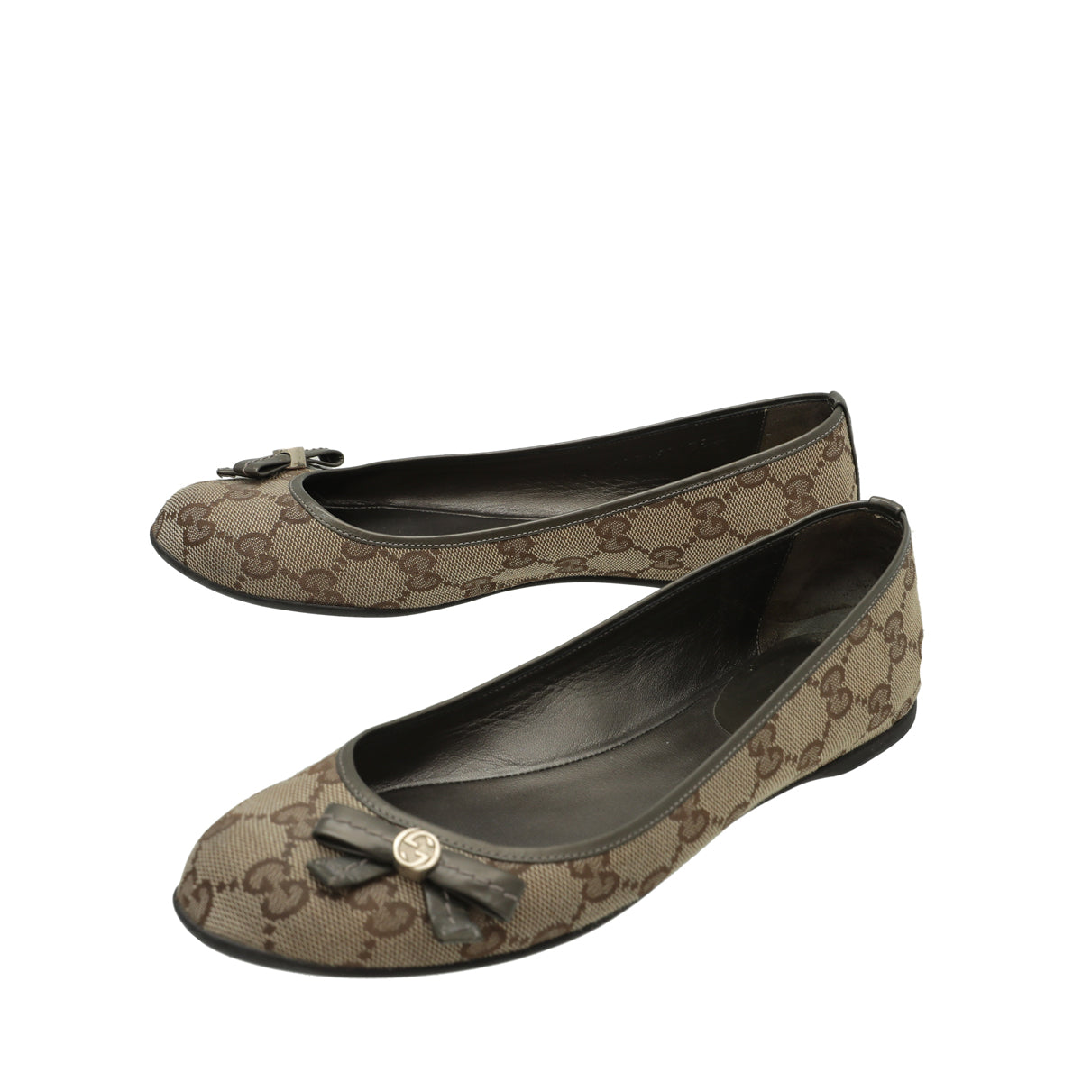 Gucci Bicolor GG Bow Flat Ballerina 35.5-Gucci-THE CLOSET