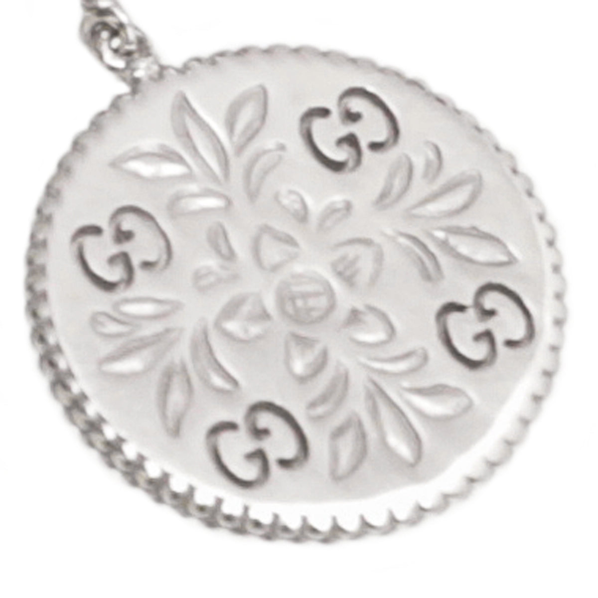 Gucci 18K White Gold GG Floral Hoop Drop Earrings-Gucci-THE CLOSET