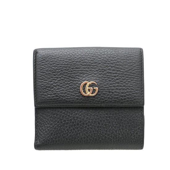 Gucci Black GG Fremch Flap Wallet