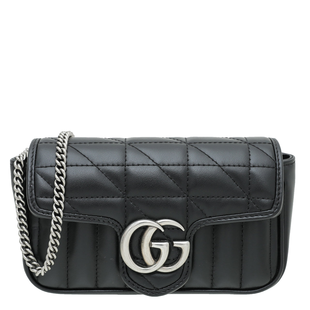 Gucci Black GG Marmont Diagonal Vertical Motifs Bag-Gucci-THE CLOSET