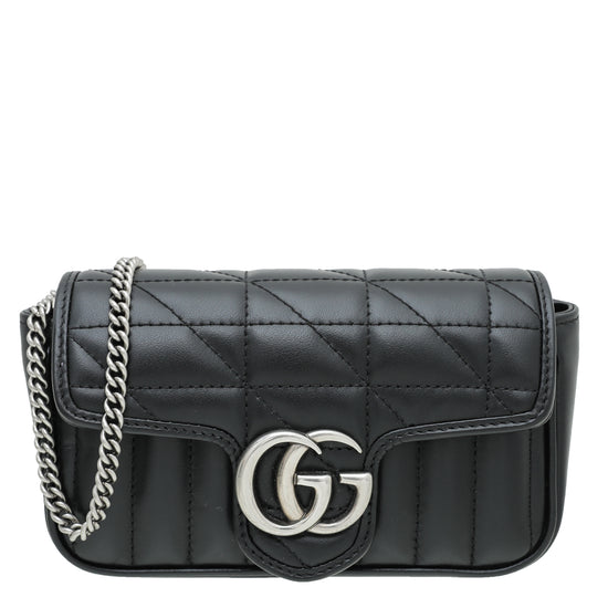 Gucci Black GG Marmont Diagonal Vertical Motifs Bag