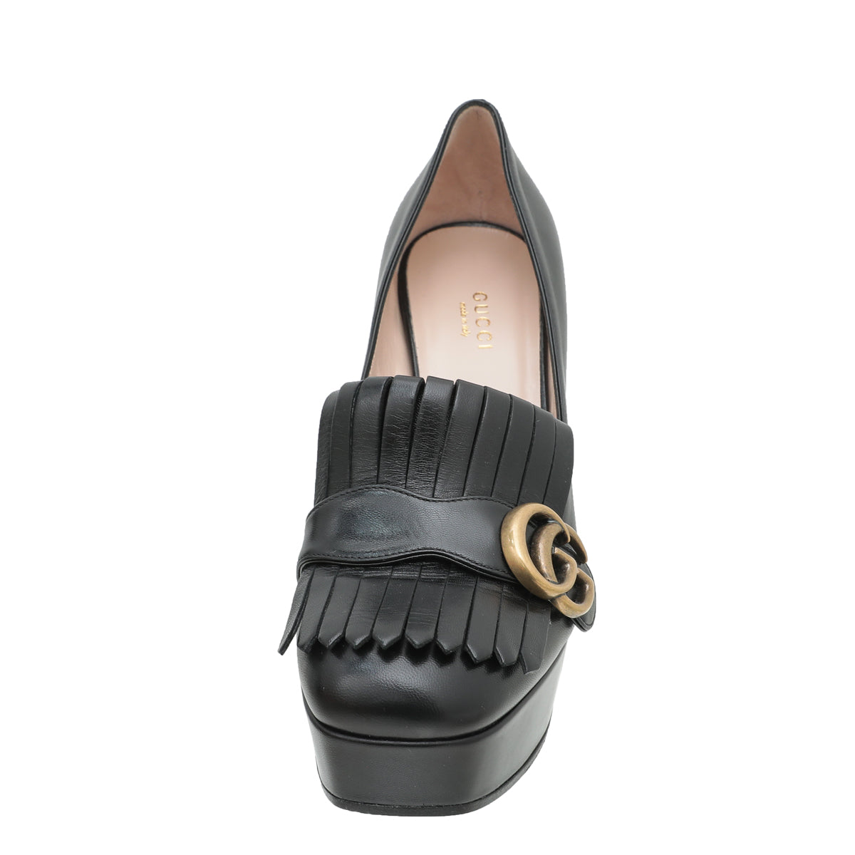 Gucci Black GG Marmont Fringe Platform Pump 38-Gucci-THE CLOSET