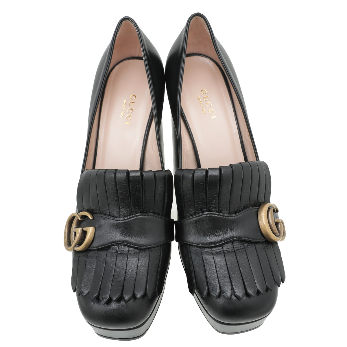 Gucci Black GG Marmont Fringe Platform Pump 38-Gucci-THE CLOSET