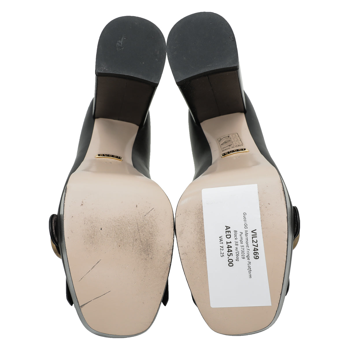 Gucci Black GG Marmont Fringe Platform Pump 38-Gucci-THE CLOSET