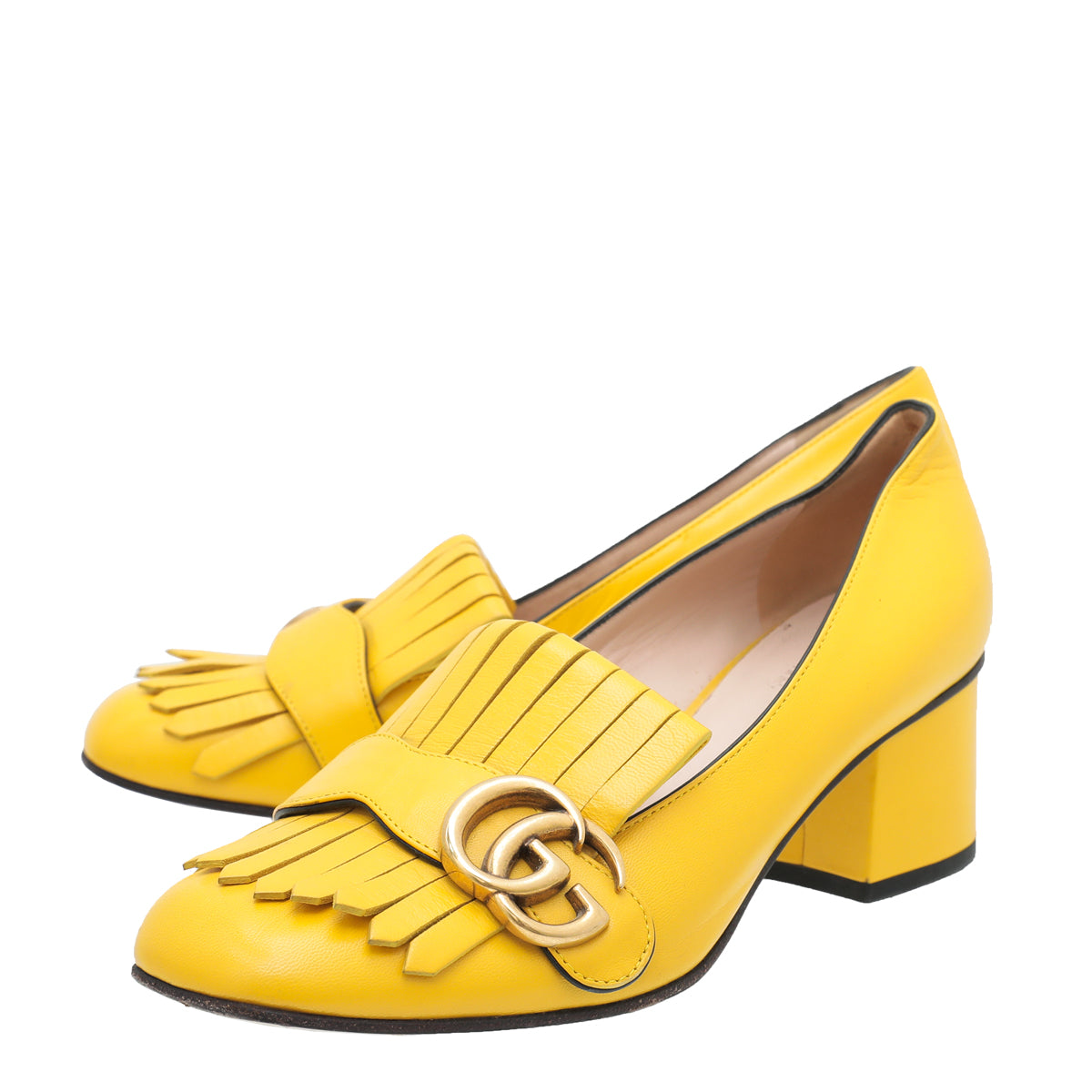 Gucci Yellow GG Marmont Mid-Heel Pump 36-Gucci-THE CLOSET