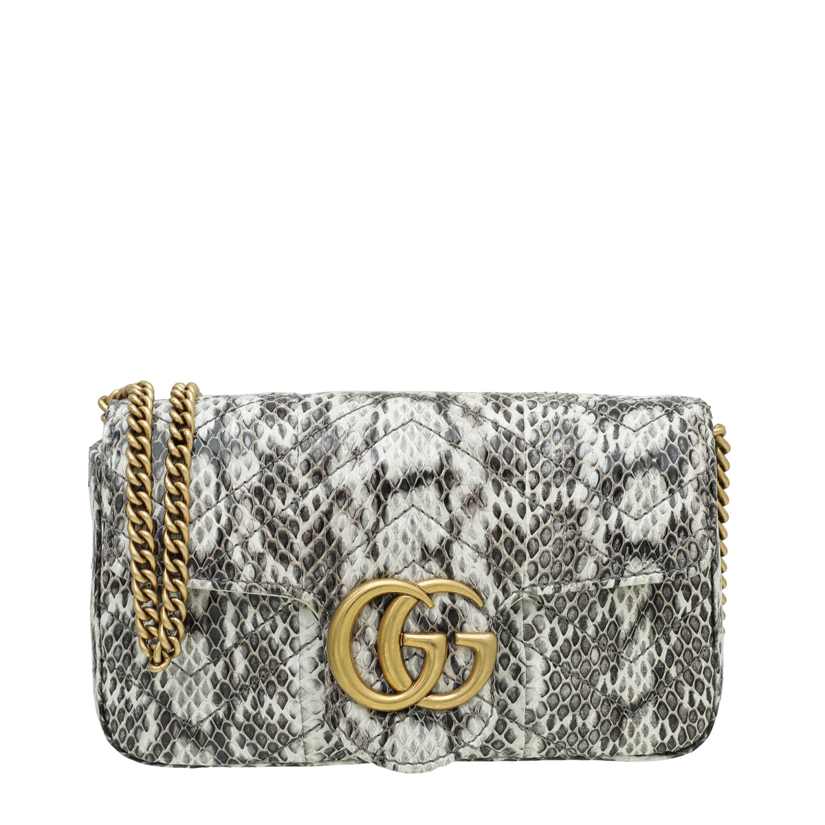 Gucci Off White Python GG Marmont Super Mini Bag