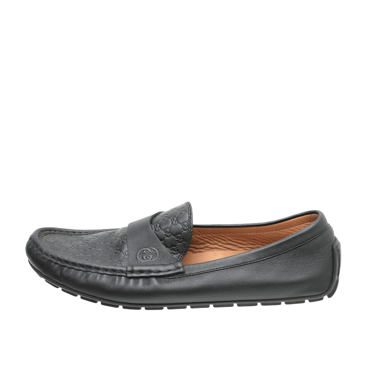 Gucci Black GG Microguccissima Mens Driver Loafer 40-Gucci-THE CLOSET