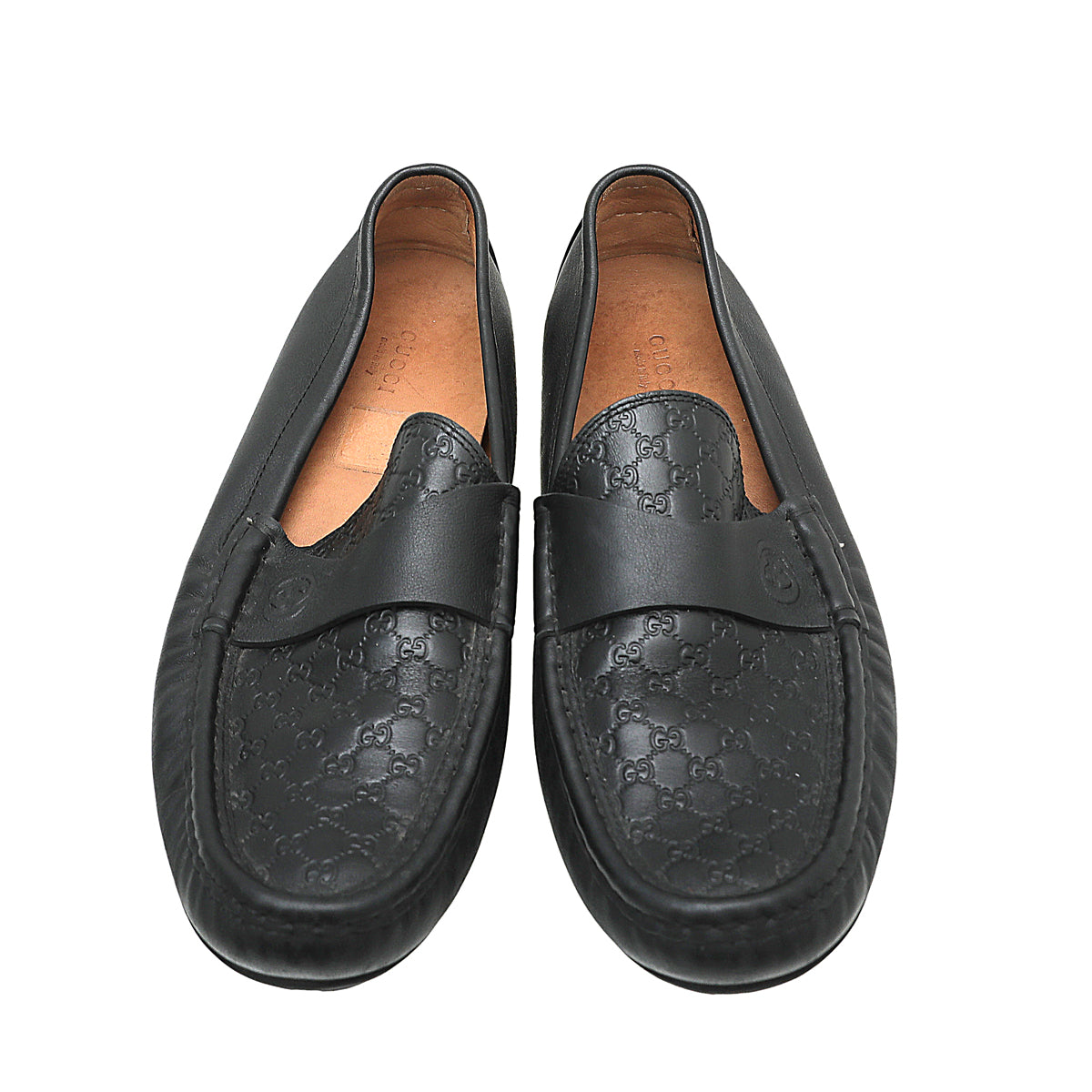 Gucci Black GG Microguccissima Mens Driver Loafer 40-Gucci-THE CLOSET