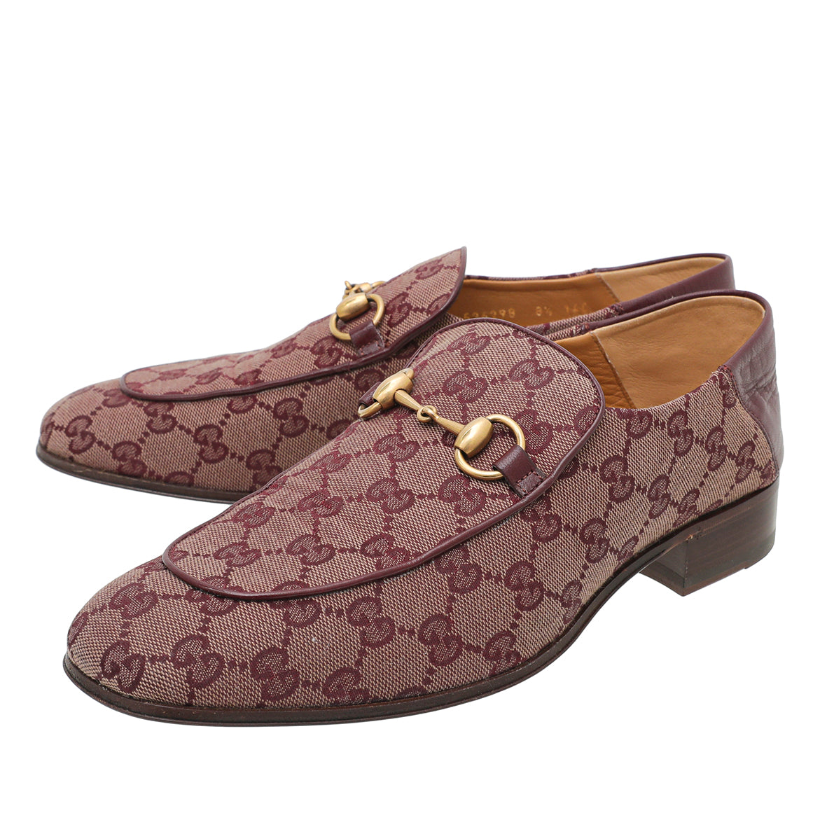 Gucci Rubino Bordeaux GG Monogram Granada Kid Horsebit Loafers 8.5-Gucci-THE CLOSET