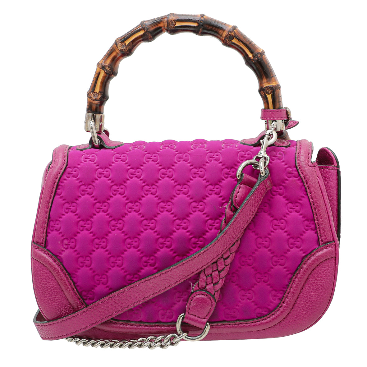 Gucci Magenta GG Neoprene New Bamboo Top Handle Bag-Gucci-THE CLOSET