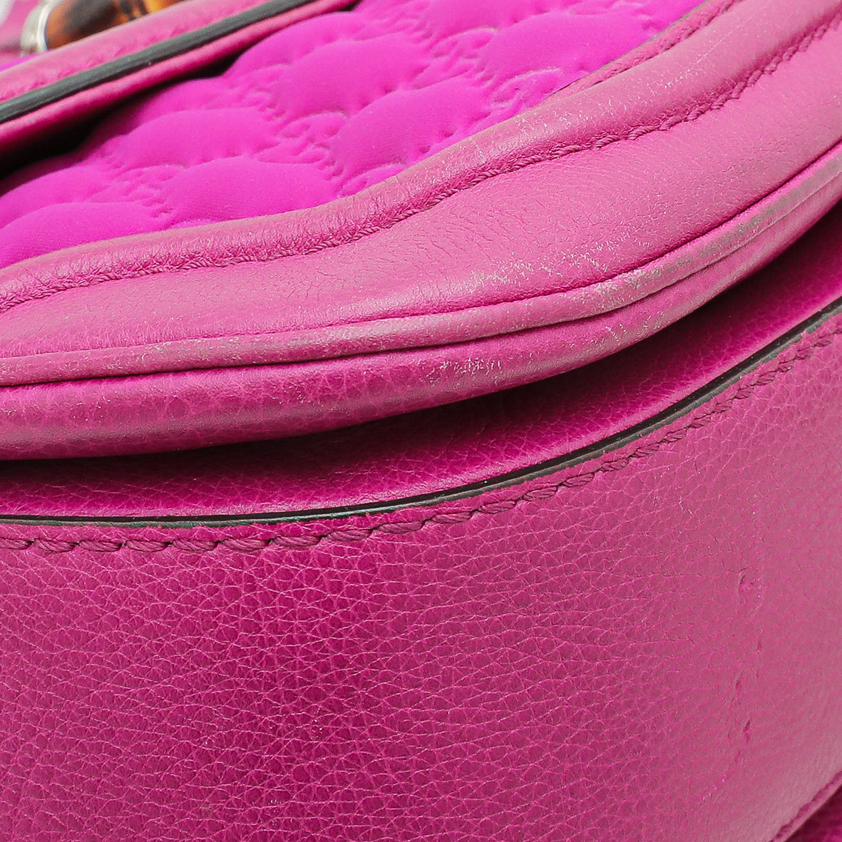 Gucci Magenta GG Neoprene New Bamboo Top Handle Bag-Gucci-THE CLOSET