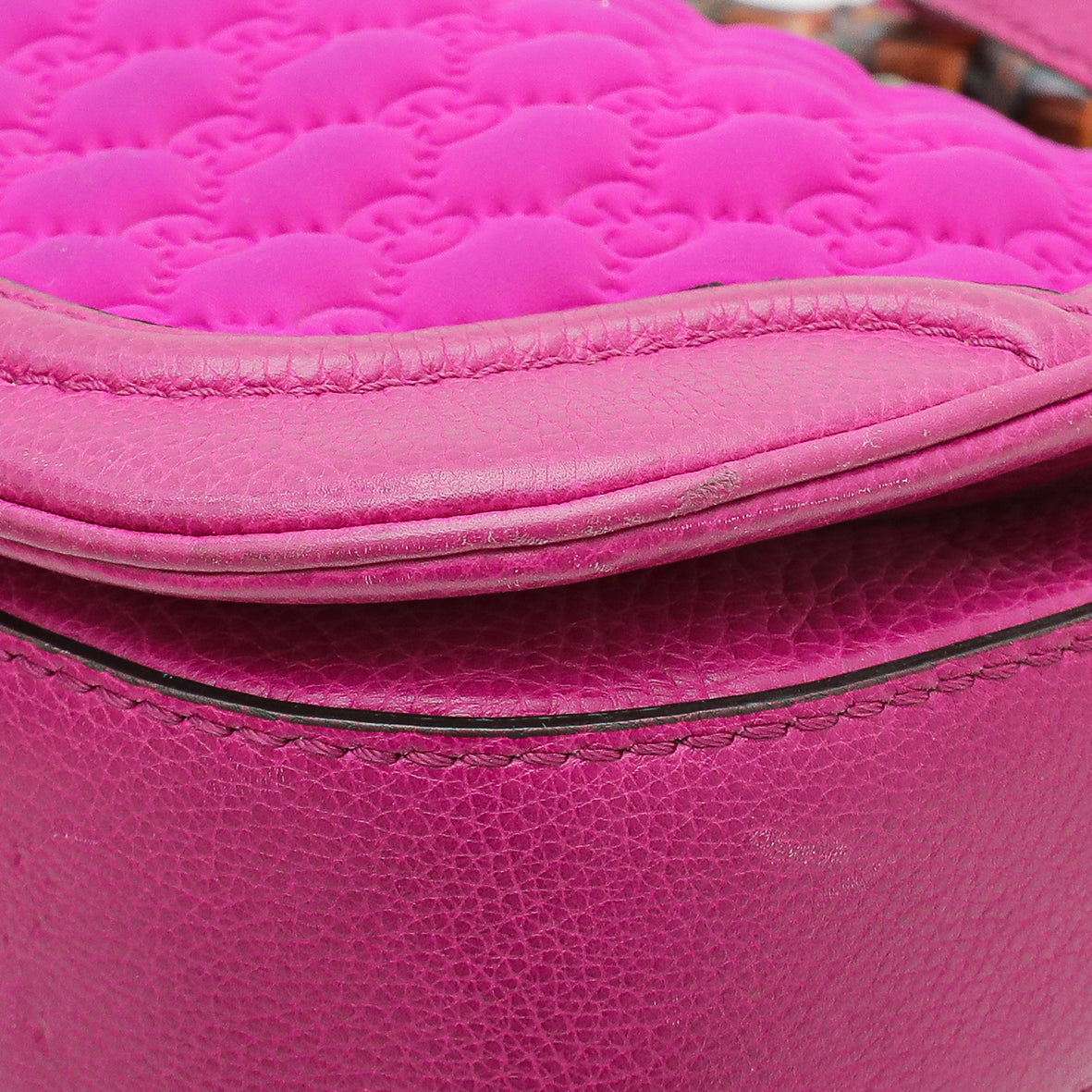 Gucci Magenta GG Neoprene New Bamboo Top Handle Bag-Gucci-THE CLOSET