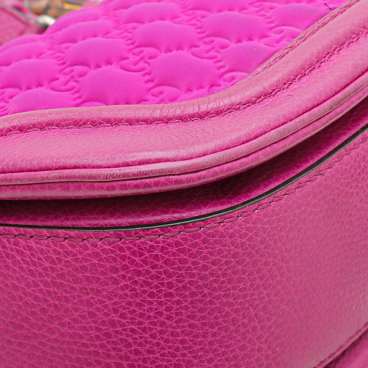 Gucci Magenta GG Neoprene New Bamboo Top Handle Bag-Gucci-THE CLOSET