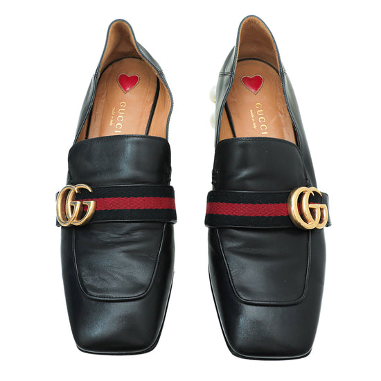 Gucci Black GG Pearl Mid-Heel Loafer 39