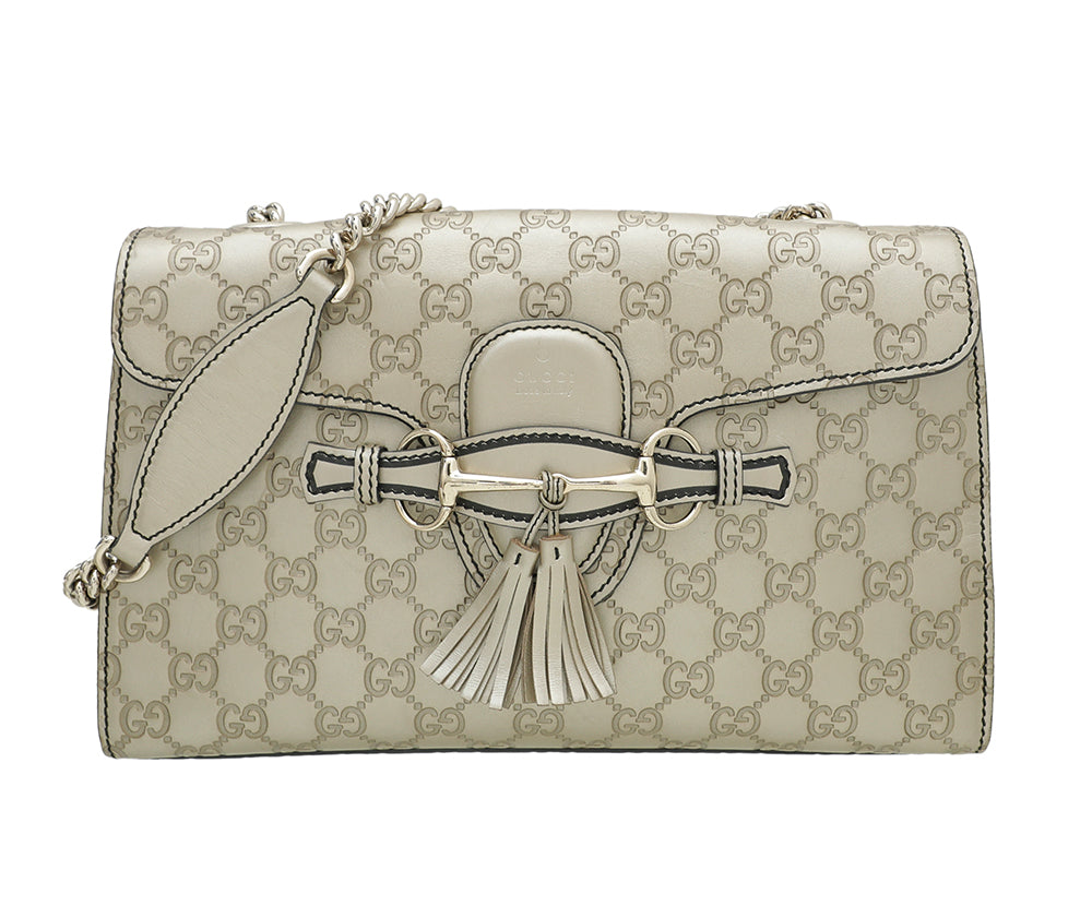 Gucci Metallic Champaigne Guccissima Emily Medium Bag-Gucci-THE CLOSET