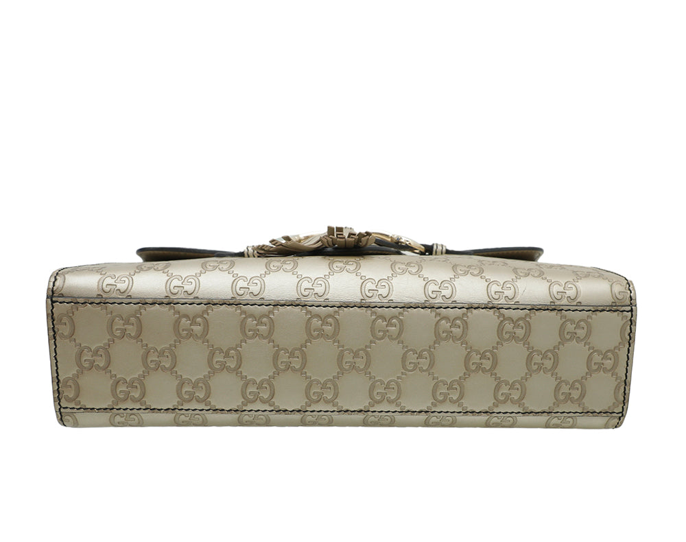 Gucci Metallic Champaigne Guccissima Emily Medium Bag-Gucci-THE CLOSET