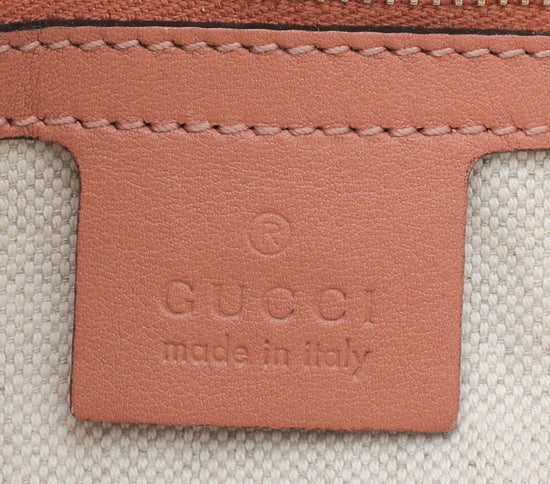 Gucci Rose Beige Guccissima Heart Bit Charm Tote Bag