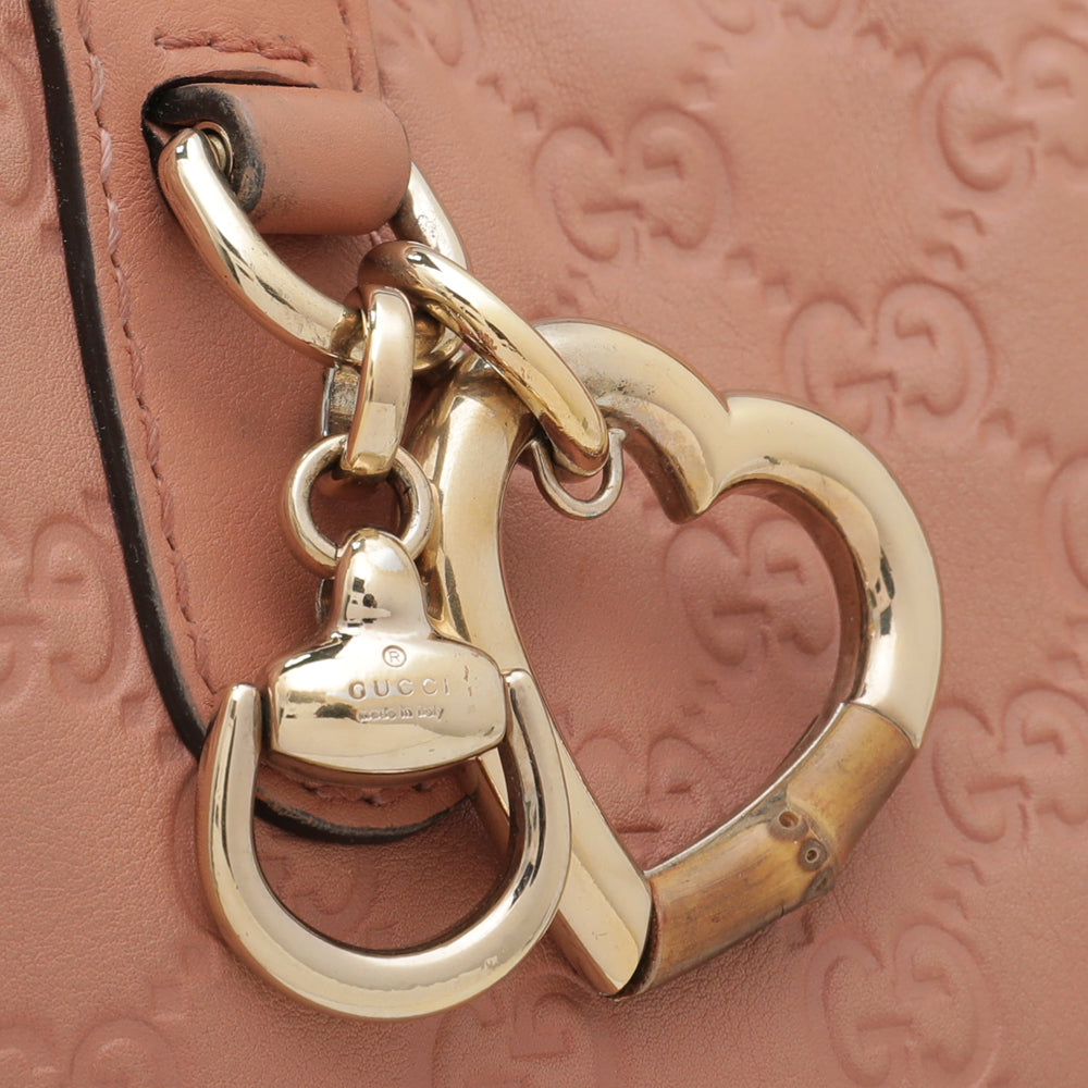 Gucci Rose Beige Guccissima Heart Bit Charm Tote Bag-Gucci-THE CLOSET