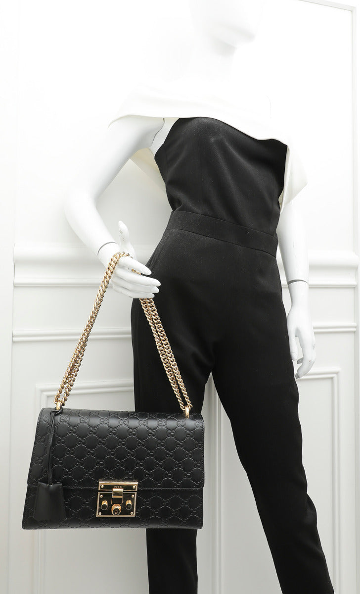 Gucci Black Guccissima Padlock Bag-Gucci-THE CLOSET